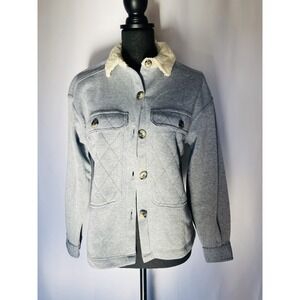 New WT ALEX & PARKER Button Up Fleece Neckline Size S Gray Color, Soft Polyester